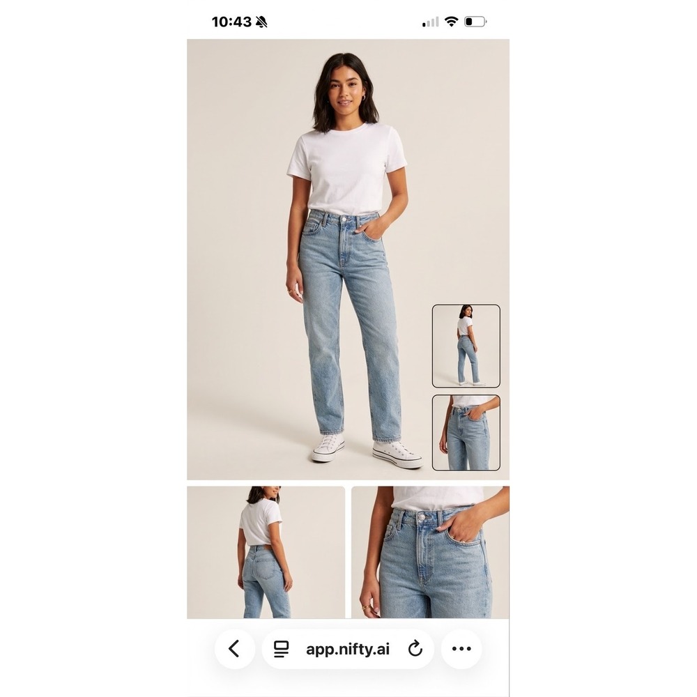 ⁠H&M Womens Light Wash High Waisted Straight Leg Denim Jeans Blue Size 4⁠‎ (